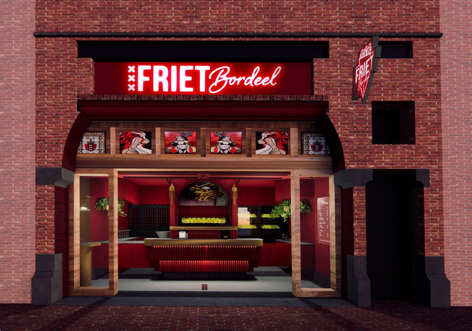 frietbordeel-jeroen-de-nijs-red-light-district-wallen-impressie-voorzijde-entrance