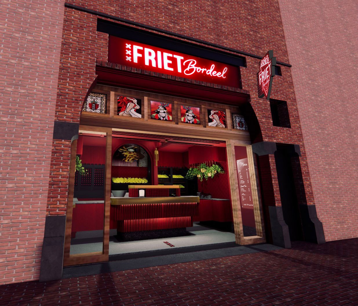 frietbordeel-jeroen-de-nijs-red-light-district-wallen-impressie-voorzijde-entrance